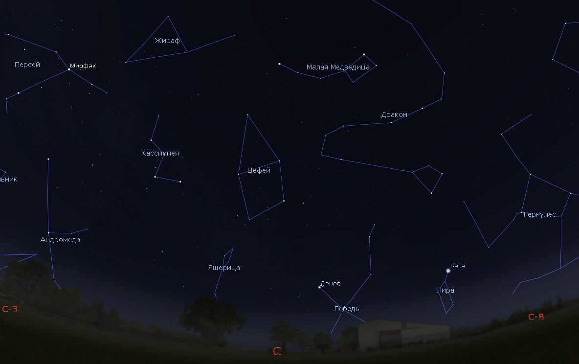 November morning starry sky