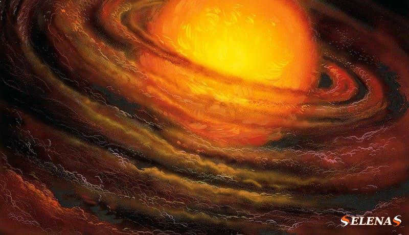 A drawing of an ancient solar nebula