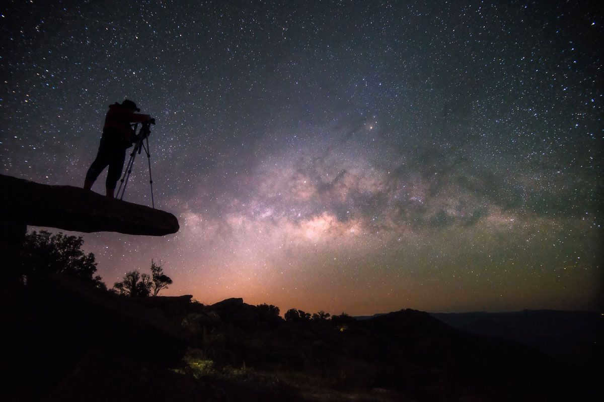 A photographer captures the night sky