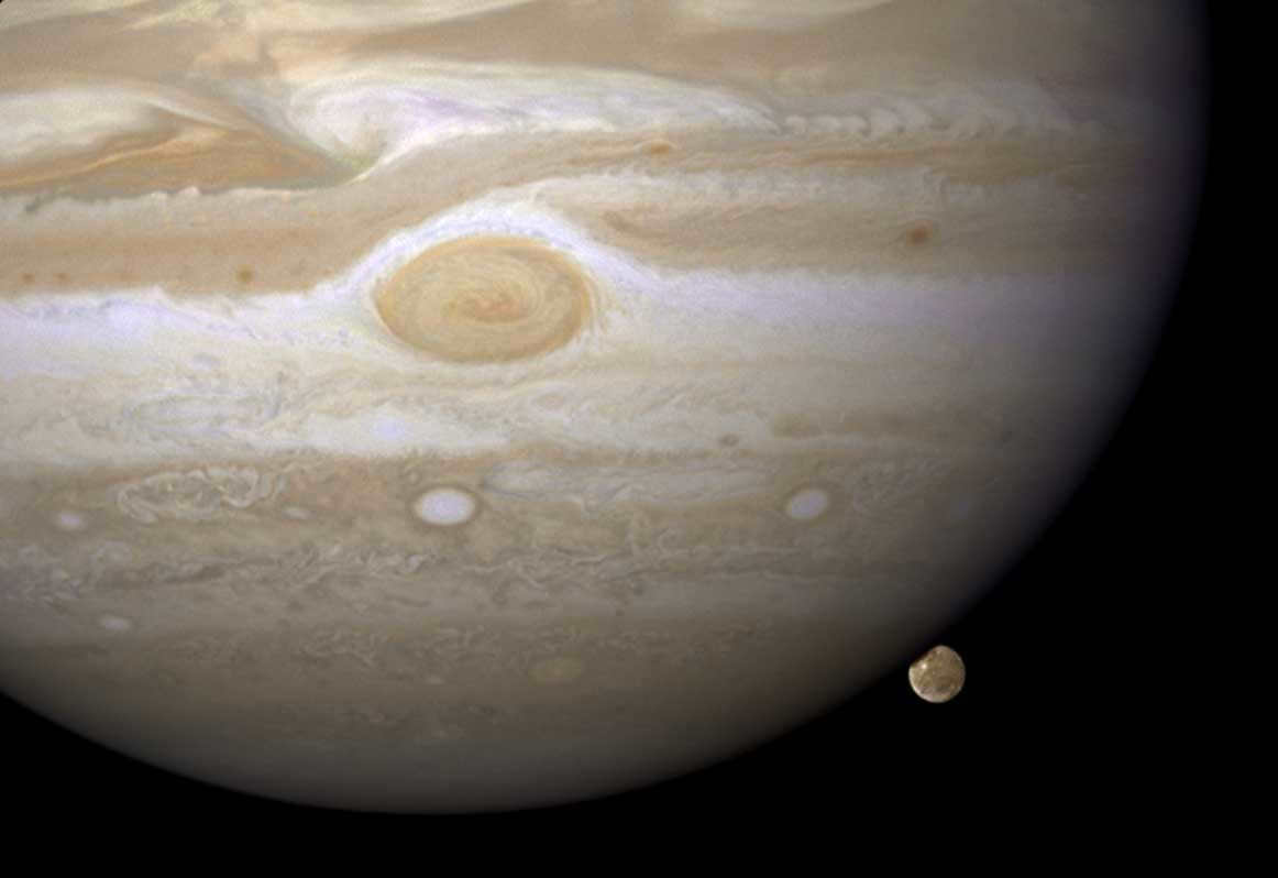 Jupiter's satellite Ganymede hides behind the dark side of the planet