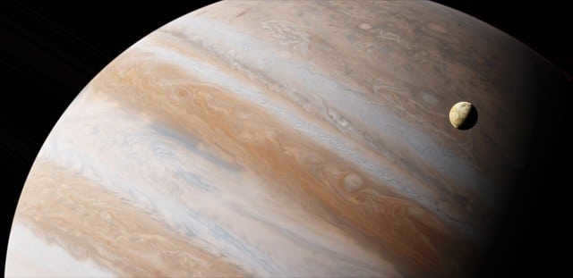 The planet Jupiter and the moon Io