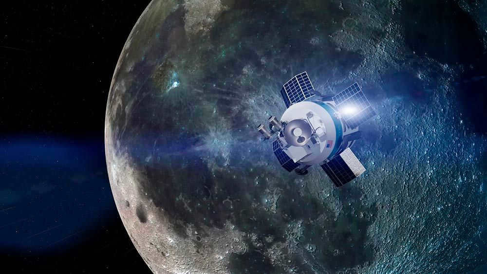 A spacecraft within the Moon