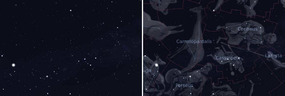 Cassiopeia constellation in the sky