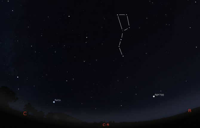 Big Dipper in the fall sky in the morning
