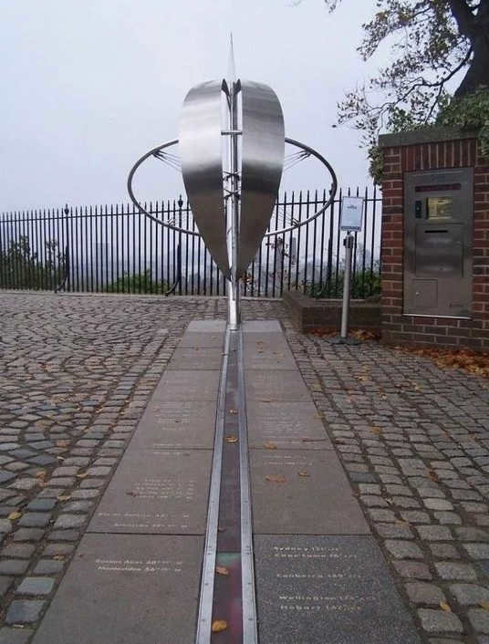 The prime meridian line at Greenwich.