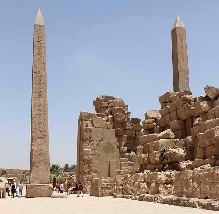 Obelisk and gnomon in the Karnak temple in Luxor, Egypt