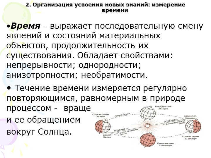 2. organization of learning new knowledge: measurement of timeTime - expresses after. 
