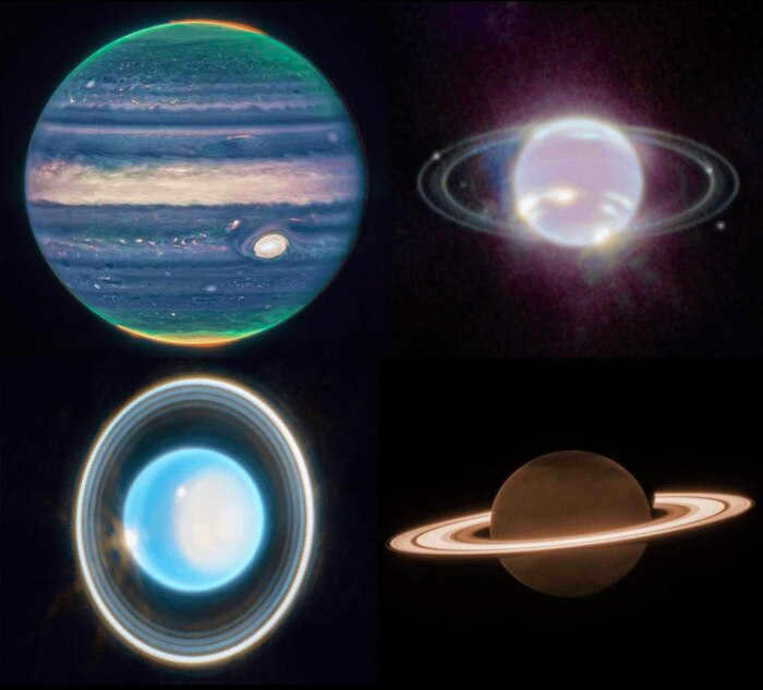 Gas Giants of the Solar System from the James Webb Telescope
