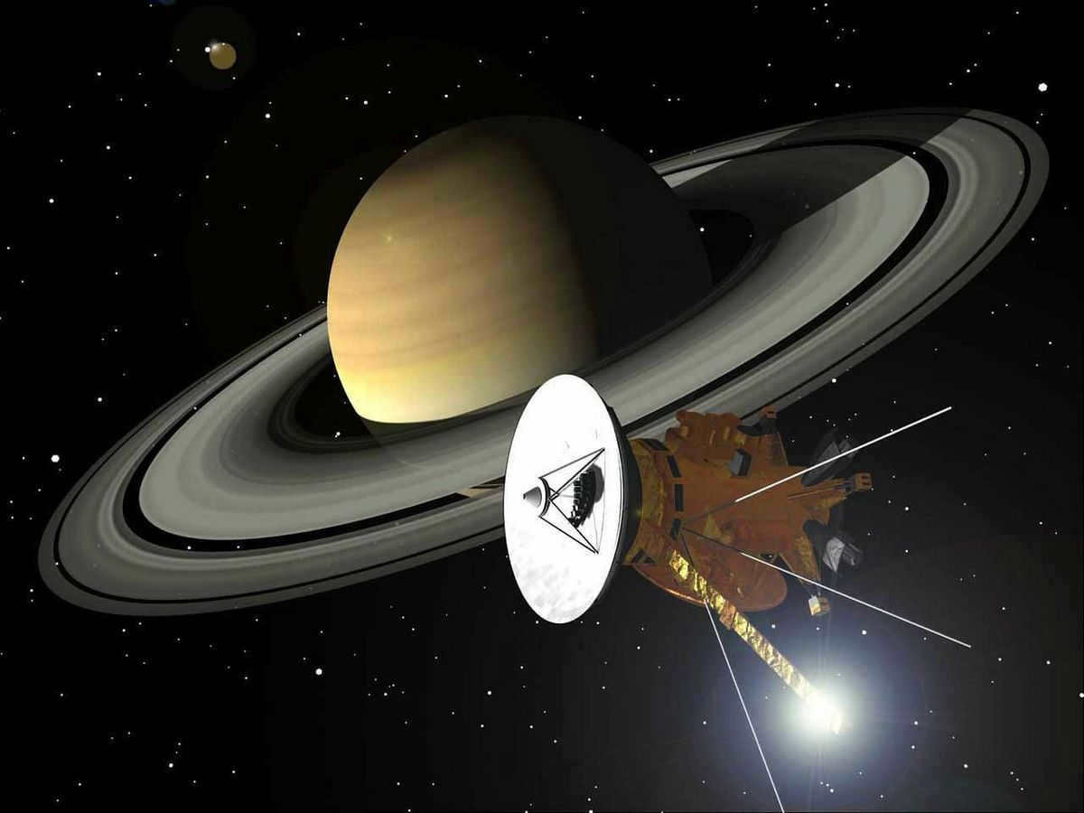 Saturn, planet, rings, spacecraft, probe, satellite, Cassini, NASA, illustration