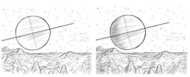 How do you draw planets? An image of Saturn against a starry sky and lunar landscape