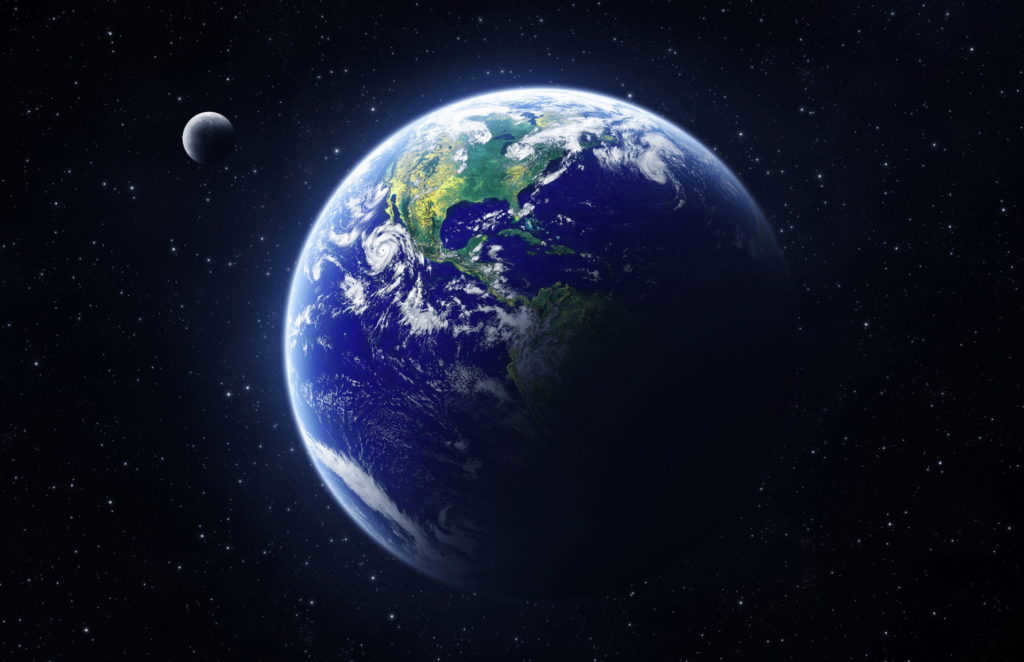 Image of the Earth and its satellite, the Moon
