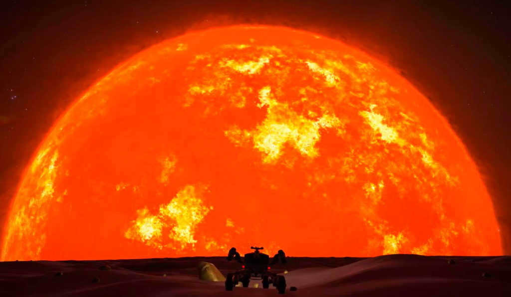 An example of what the Sun will look like from Earth when it becomes a red giant.