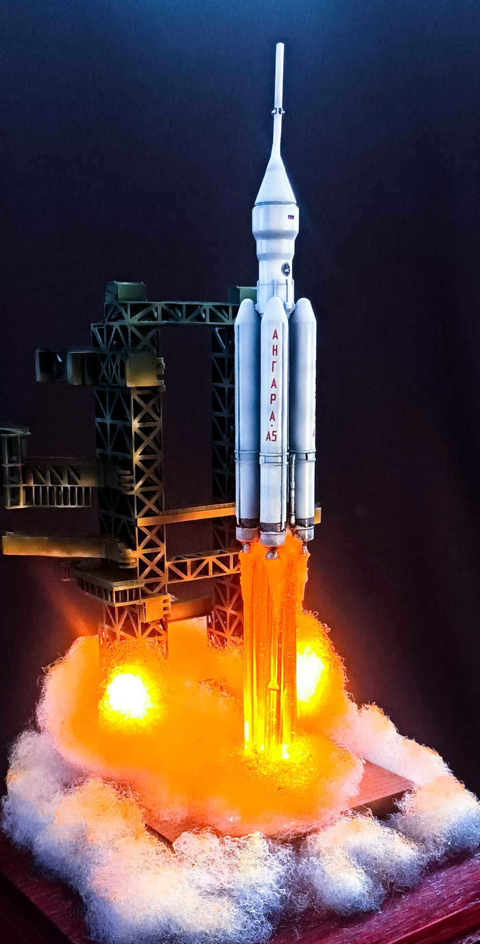 ANGARA rocket launch 5 Handicraft without process, Scale model, Modeling, Collecting, Space, Rocket, Rocket launch, Russia, Vostochny Cosmodrome, Military equipment, Longpost