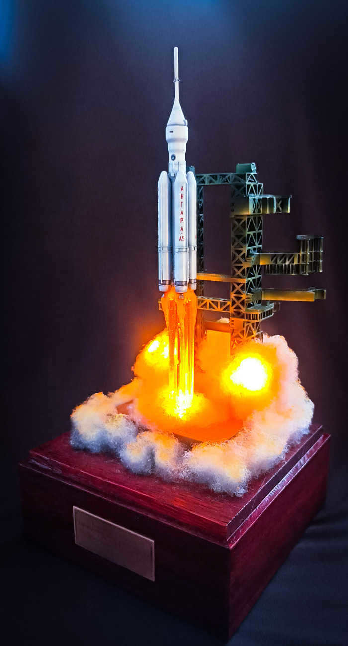 ANGARA 5 rocket launch Handicraft without process, Scale model, Modeling, Collecting, Space, Rocket, Rocket launch, Russia, Vostochny Cosmodrome, Military equipment, Longpost