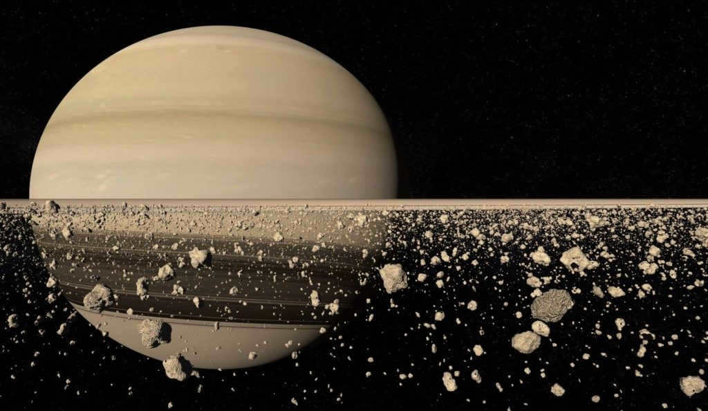 Close-up model of Saturn's rings