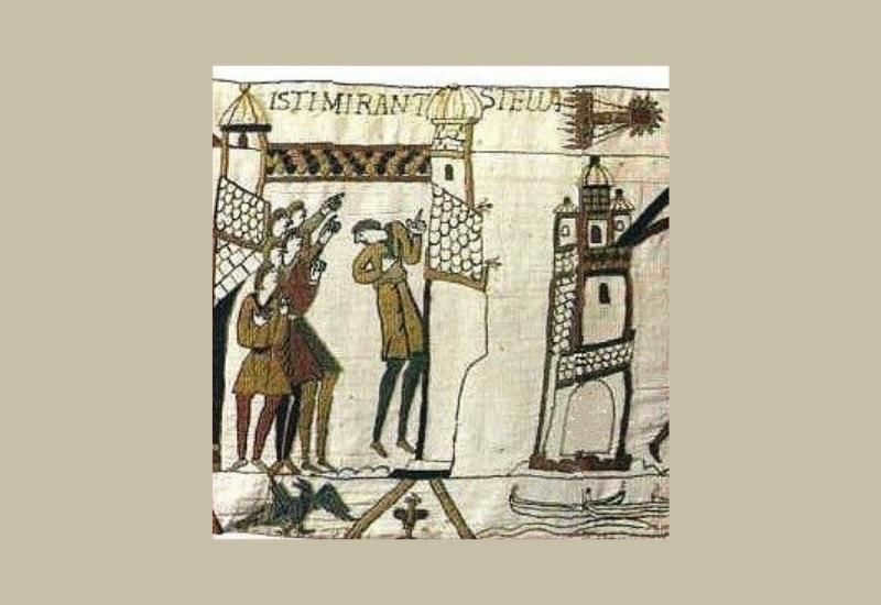 Medieval drawing of Halley's Comet (upper right corner)