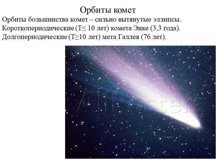 Comet orbitsOrbits of most comets are strongly elongated ellipses. Short-perio. 