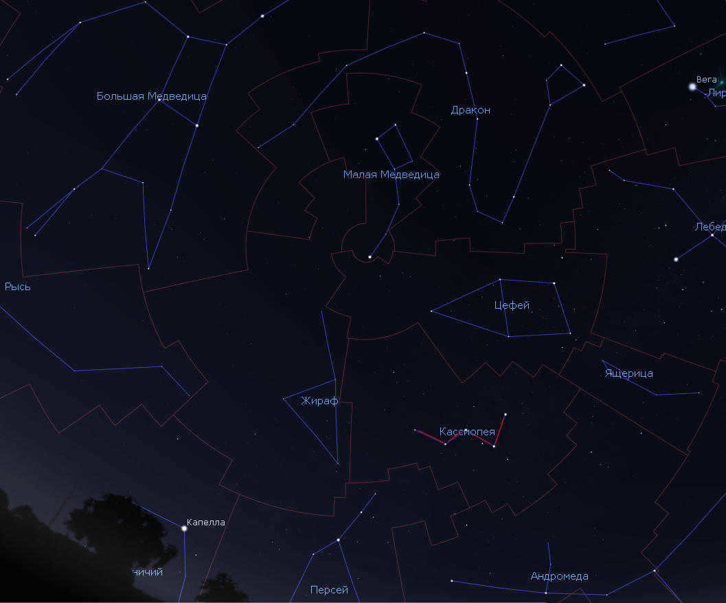 Constellation Cassiopeia in the sky.