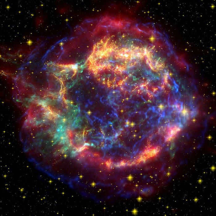 Nebula at the site of the Cassiopeia A radio source.