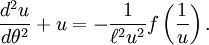 \frac<d^2u></p>
<p> + u = - \fracf\left(\frac[ZEBR_TAG_/p></p><p>ight).” width=”” height=””></p><p>Newton's law of universal gravitation relates the force per unit mass with distance as</p><p><img decoding=