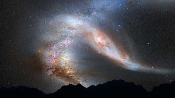 Milky Way and Andromeda Galaxy collision Cosmos, Milky Way, Andromeda, Video, Longpost, Gifka