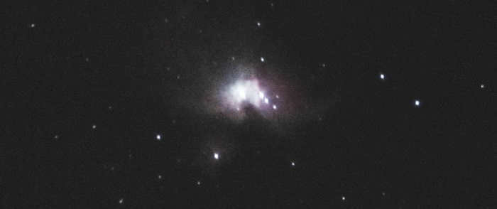 The Orion Nebula through a telescope