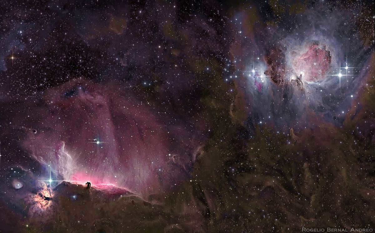 Cosmic dust and nebulae in the Orion belt