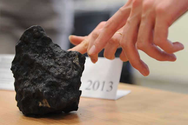 A fragment of the Chelyabinsk meteorite.
