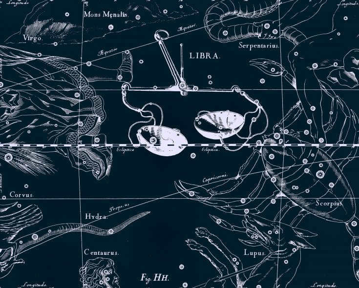 The constellation Libra, drawn by Jan Hevelius from his constellation atlas
