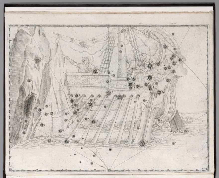 The constellation of the ship Argo, later divided into several smaller ones