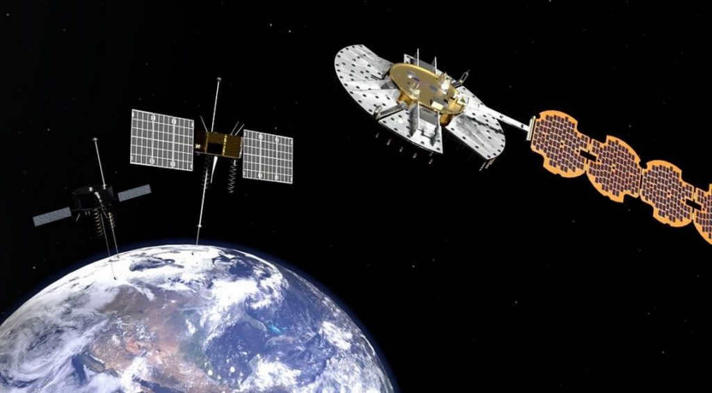 Artistic representation of NTS-1, NTS-2 and NTS-3 satellites