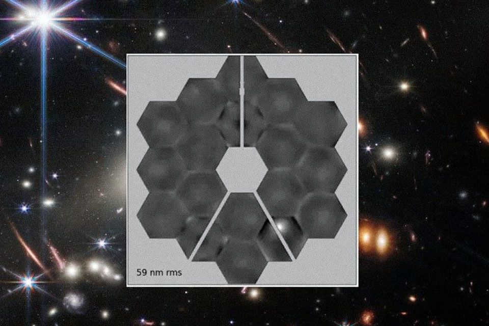 The impact site from a micrometeoroid in the James Webb telescope. Source: NASA