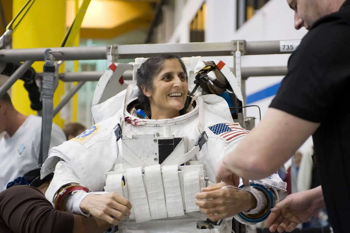 NASA astronaut Sunita Williams during a training session.