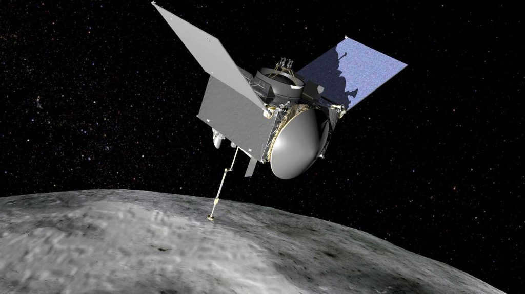 NASA spacecraft exploring the asteroid Bennu. Computer model