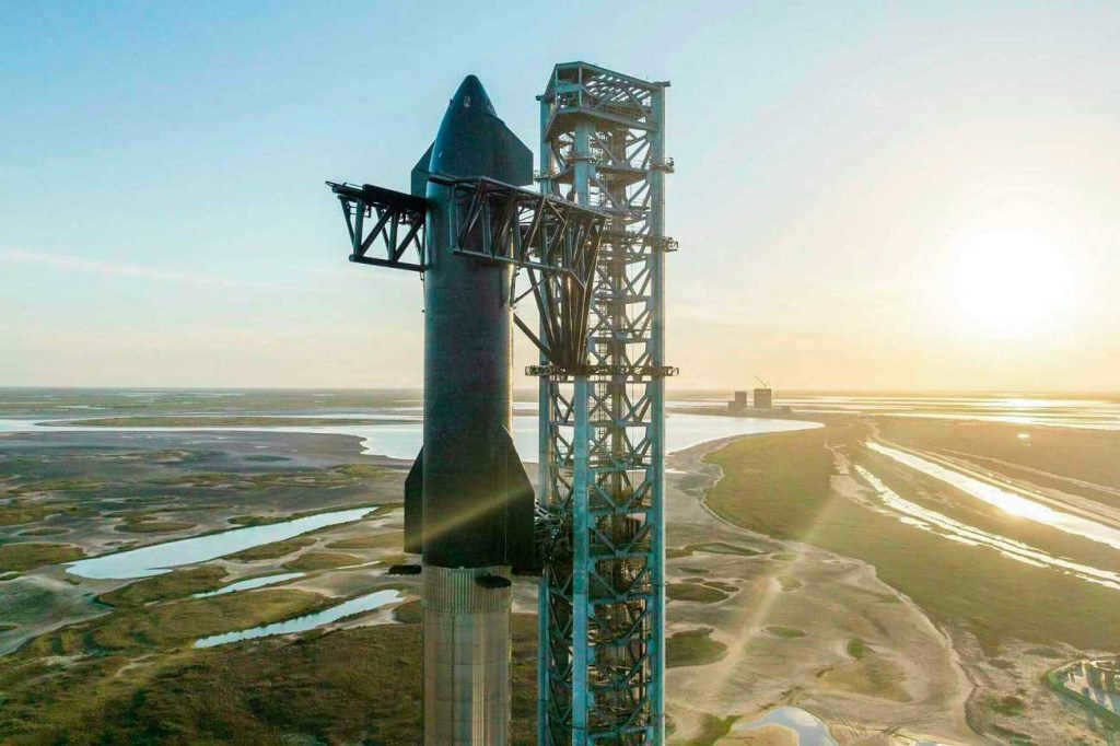 Starship rocket on the launch pad