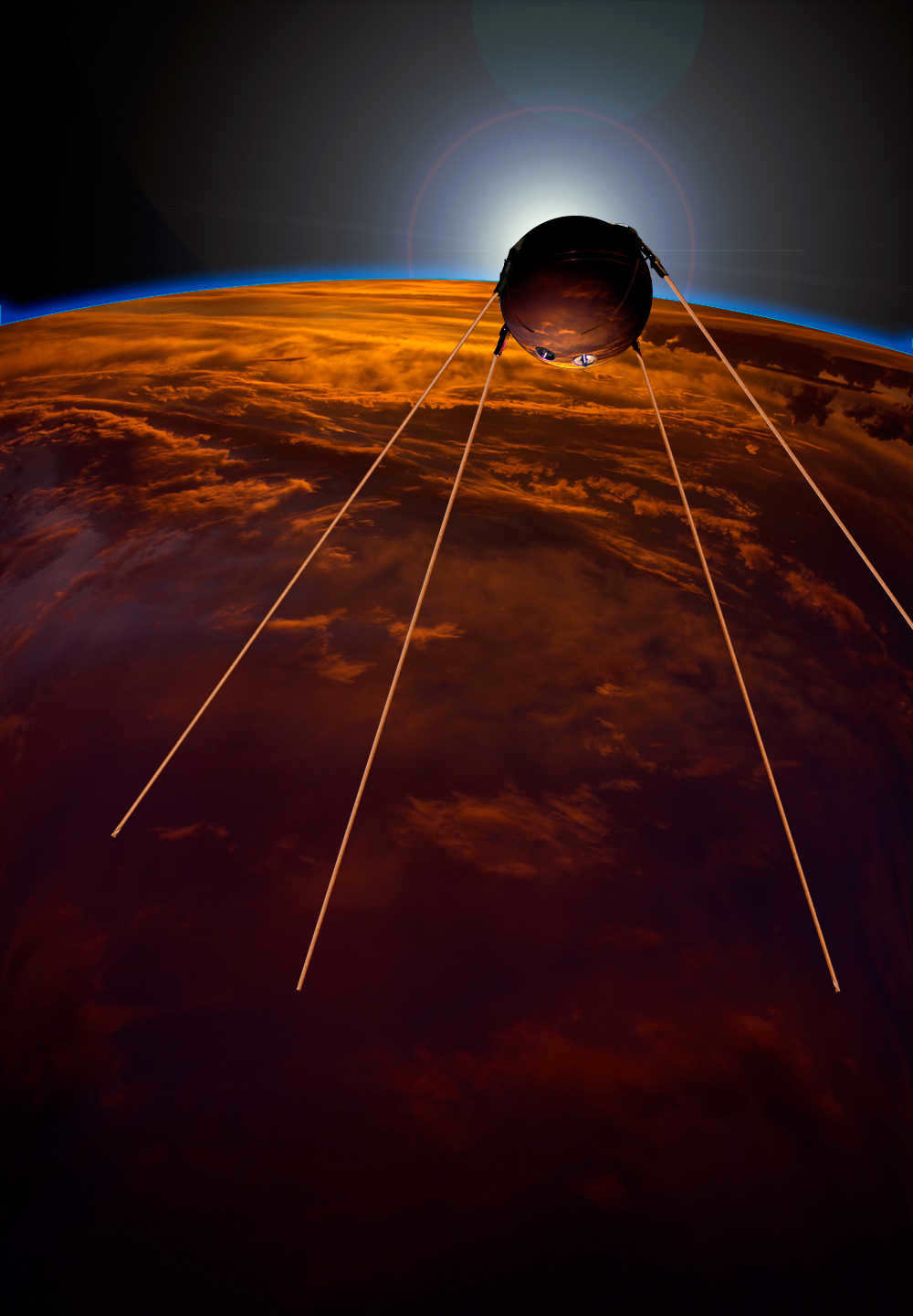 The first satellite. Artist's drawing.
