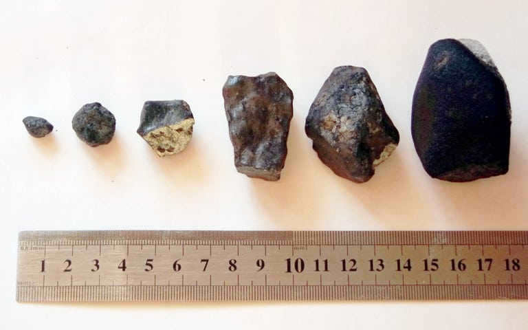 Dimensions of the Chelyabinsk meteorite fragments