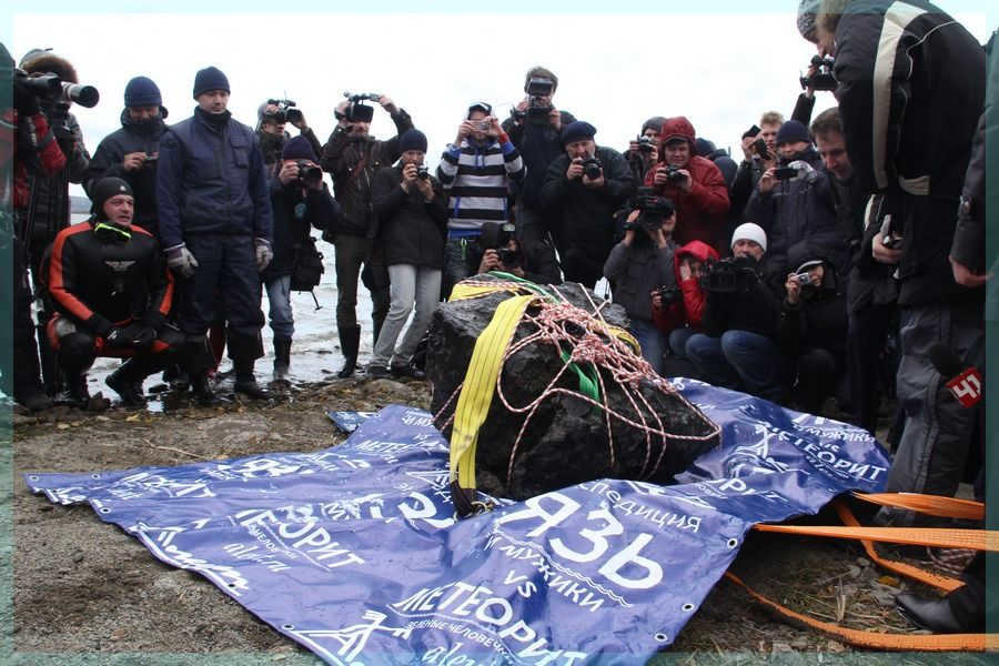 The stone was pulled ashore with a winch