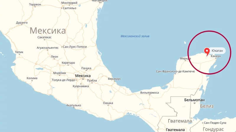 Yucatan Peninsula on the map
