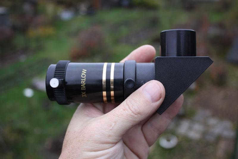 Location of the diagonal mirror between the Barlow lens and the eyepiece.