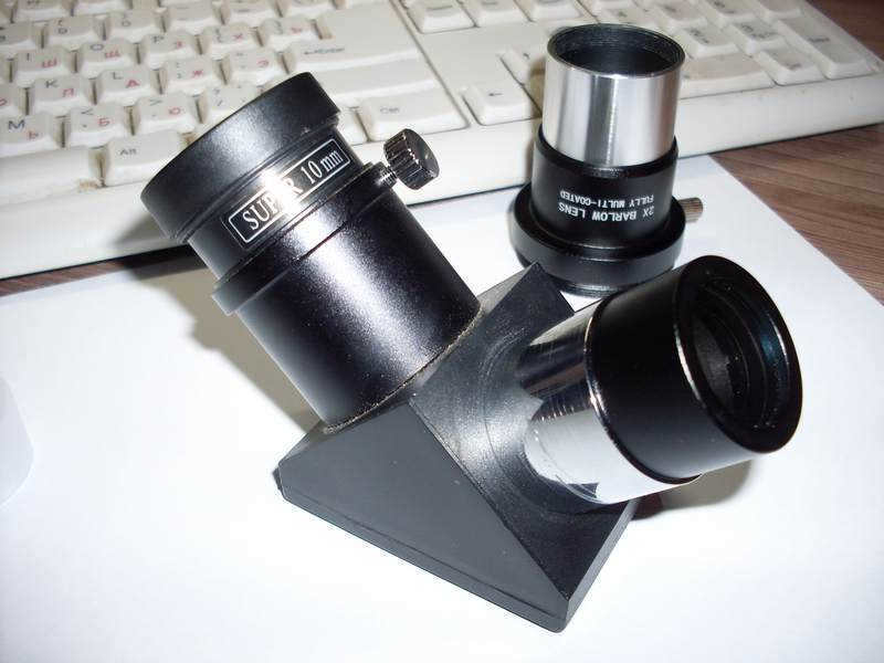Barlow lens in front of the diagonal mirror.