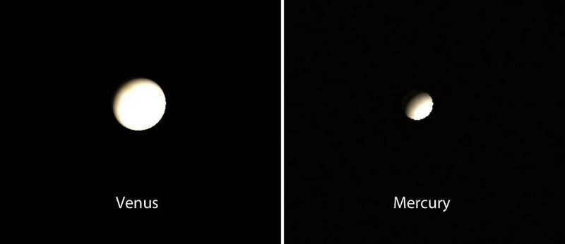 How Mercury and Venus look like in a telescope.