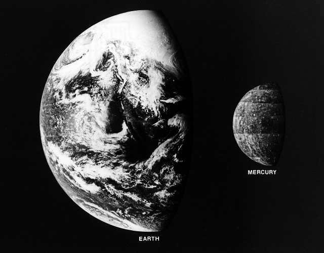Size comparison between Mercury and Earth