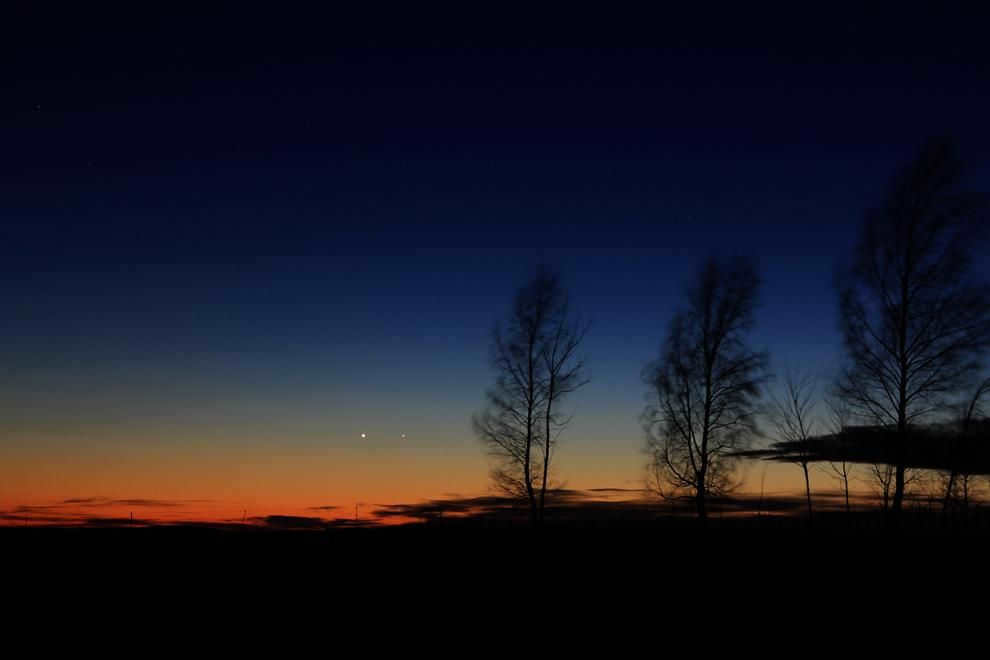 Mercury and Venus at sunset.