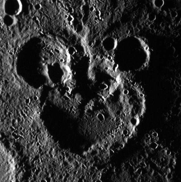 Mickey Mouse-like crater
