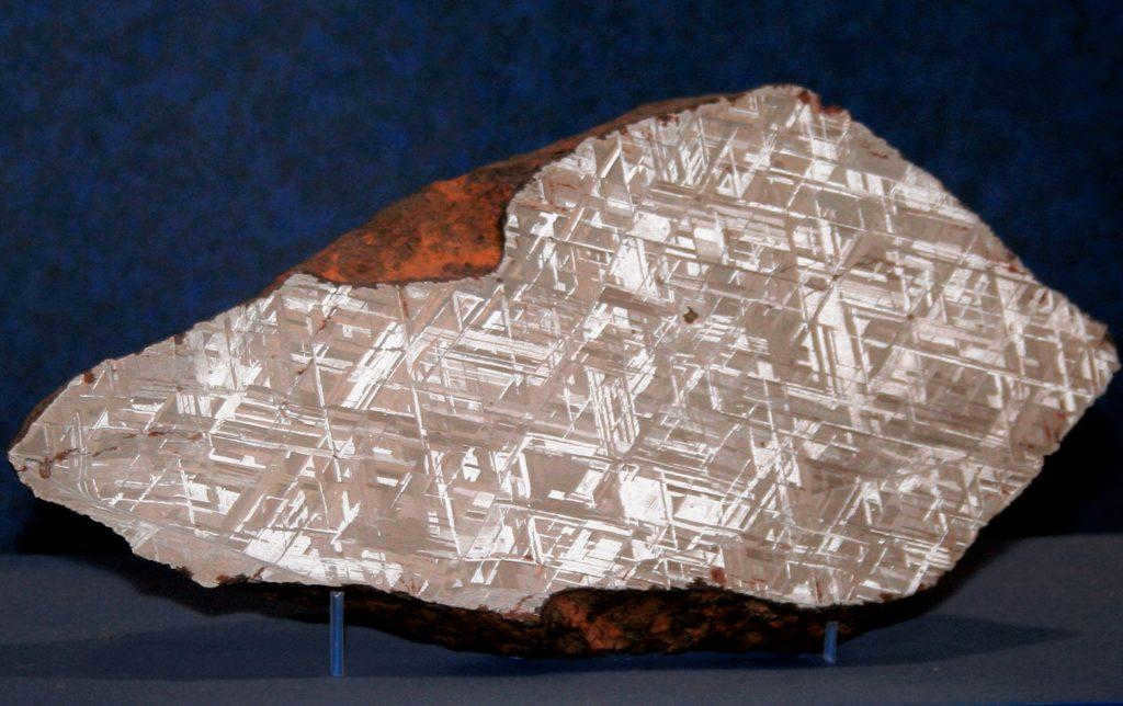 Widmannstätten figures on a slice of meteorite