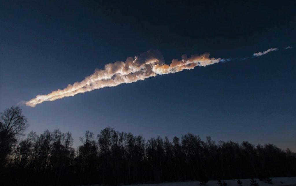 Trace from the fall of a meteorite in Chelyabinsk