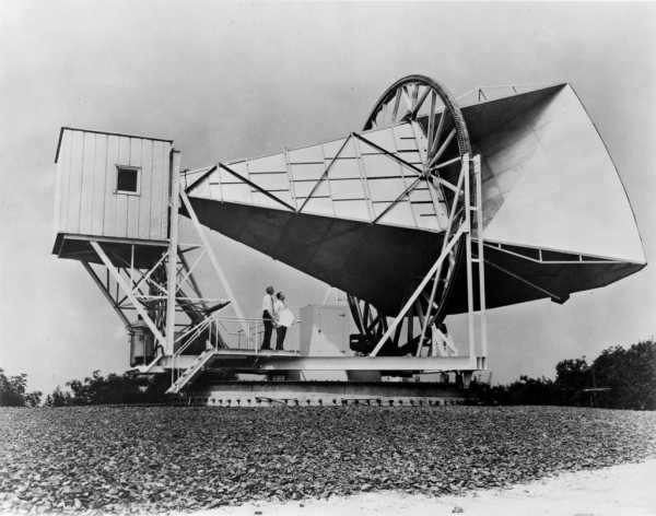 The antenna used by Penzias and Wilson to discover relict radiation.
