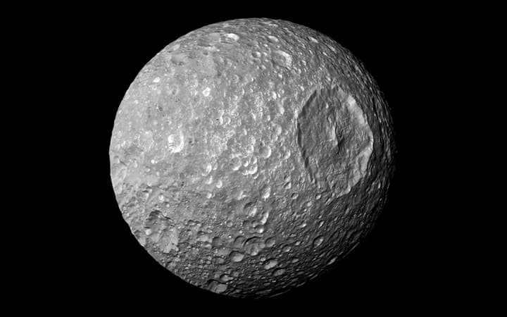 A view of Mimas from the Cassini lander