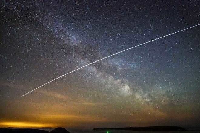 International Space Station trail in the sky